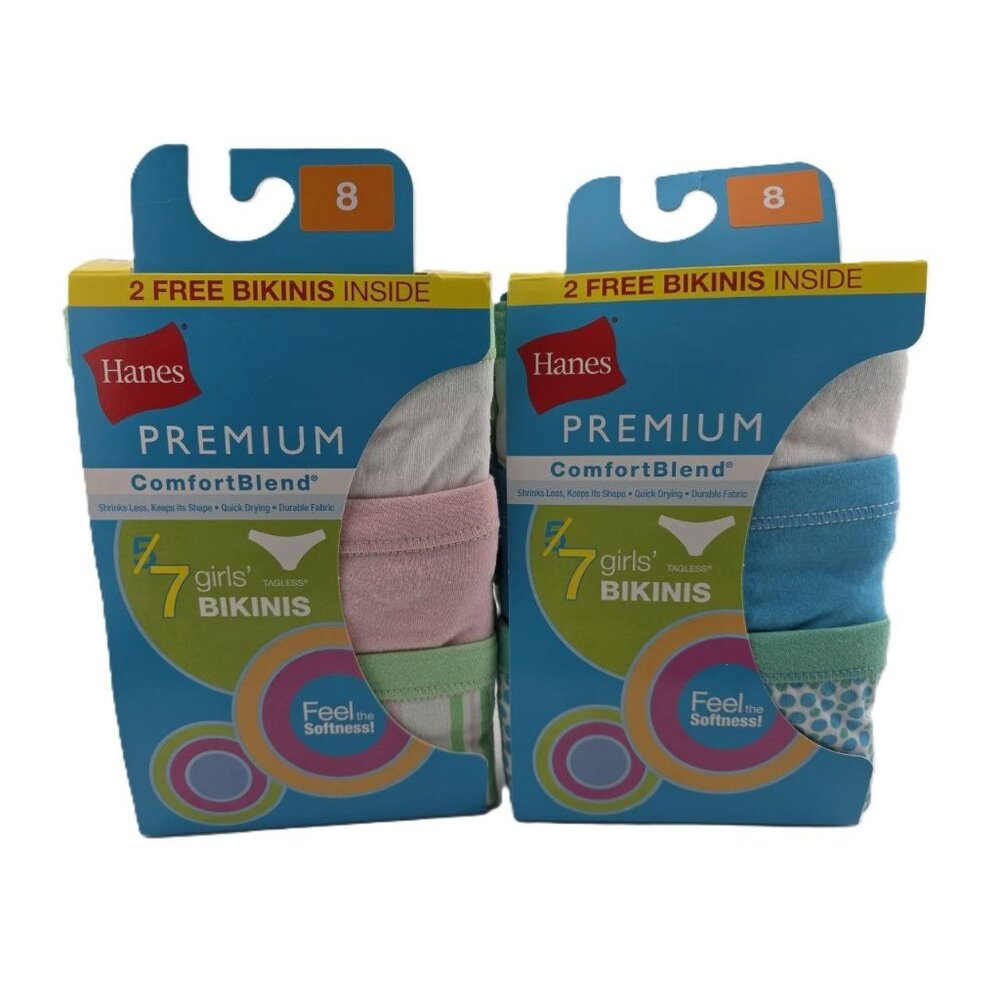 14 Undees Girls Size 8 Bikinis Hanes NWT Comfort Blend Cotton